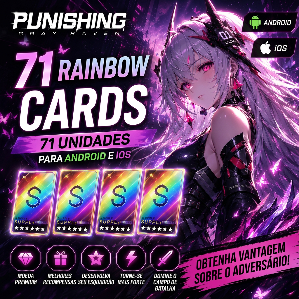 🛠️ Ficha Técnica · 71 Rainbow Cards PGR · Recarga por UID · Envio manual Moeda