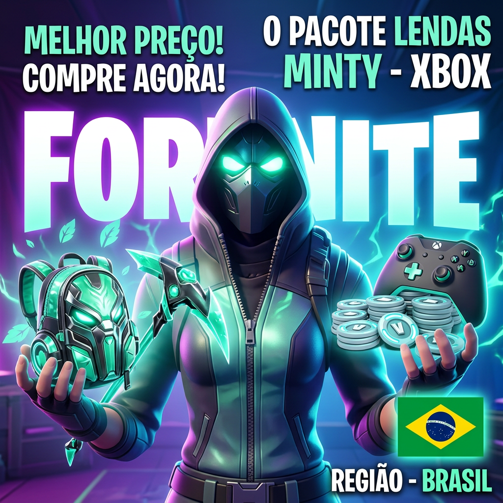 🎁 BÔNUS ESPERAM POR VOCÊ | Pacote Lendas Minty do Fortnite + 1000 V-Bucks | Código Xbox | Brasil | Jogo