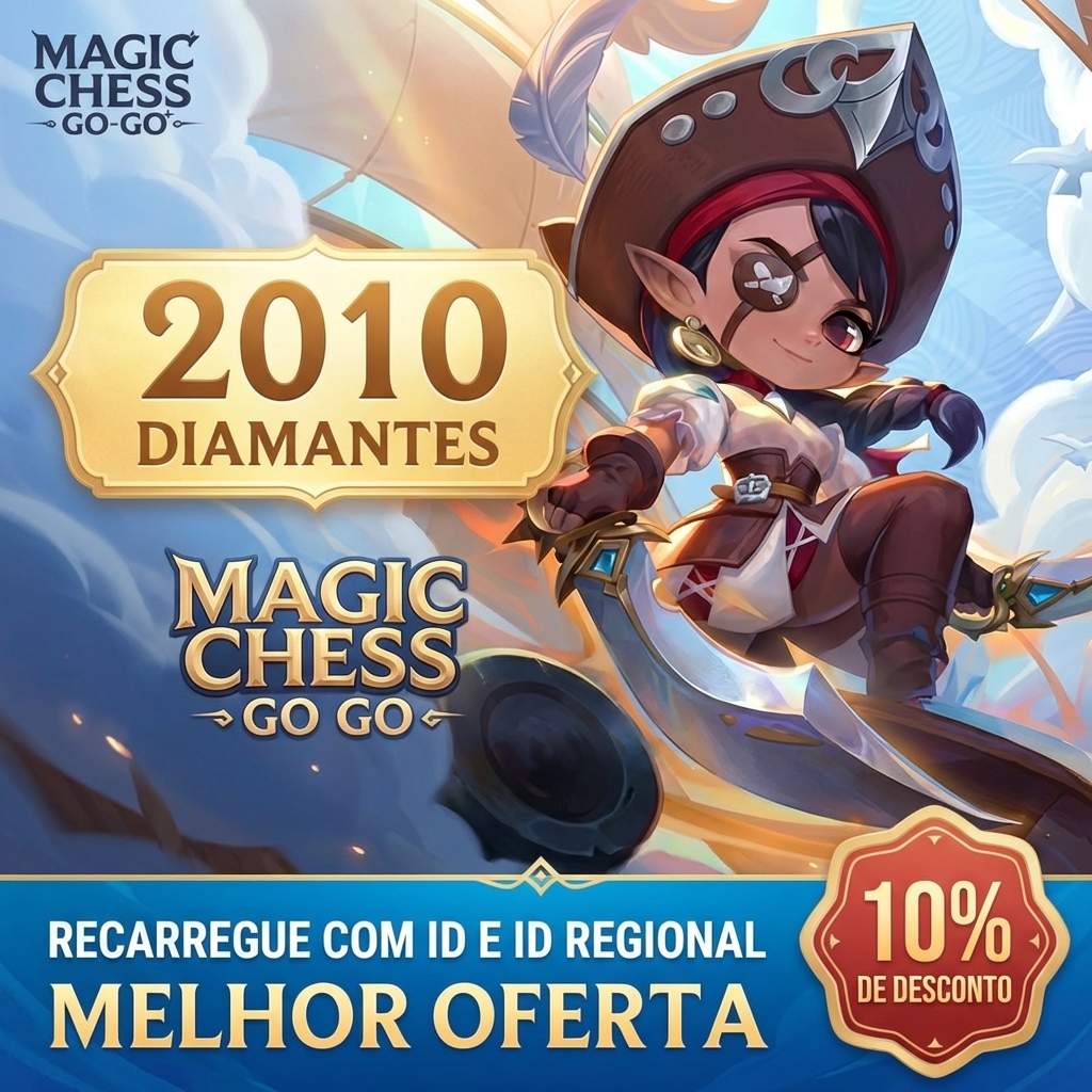 🎯 2010 Diamonds para Magic Chess: Go Go - Top up manual por User ID 💎 Moeda