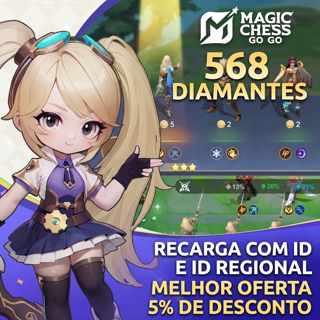 👑 Magic Chess: Go Go 568 Diamonds - Recarga manual por User ID ✨🎮 Moeda