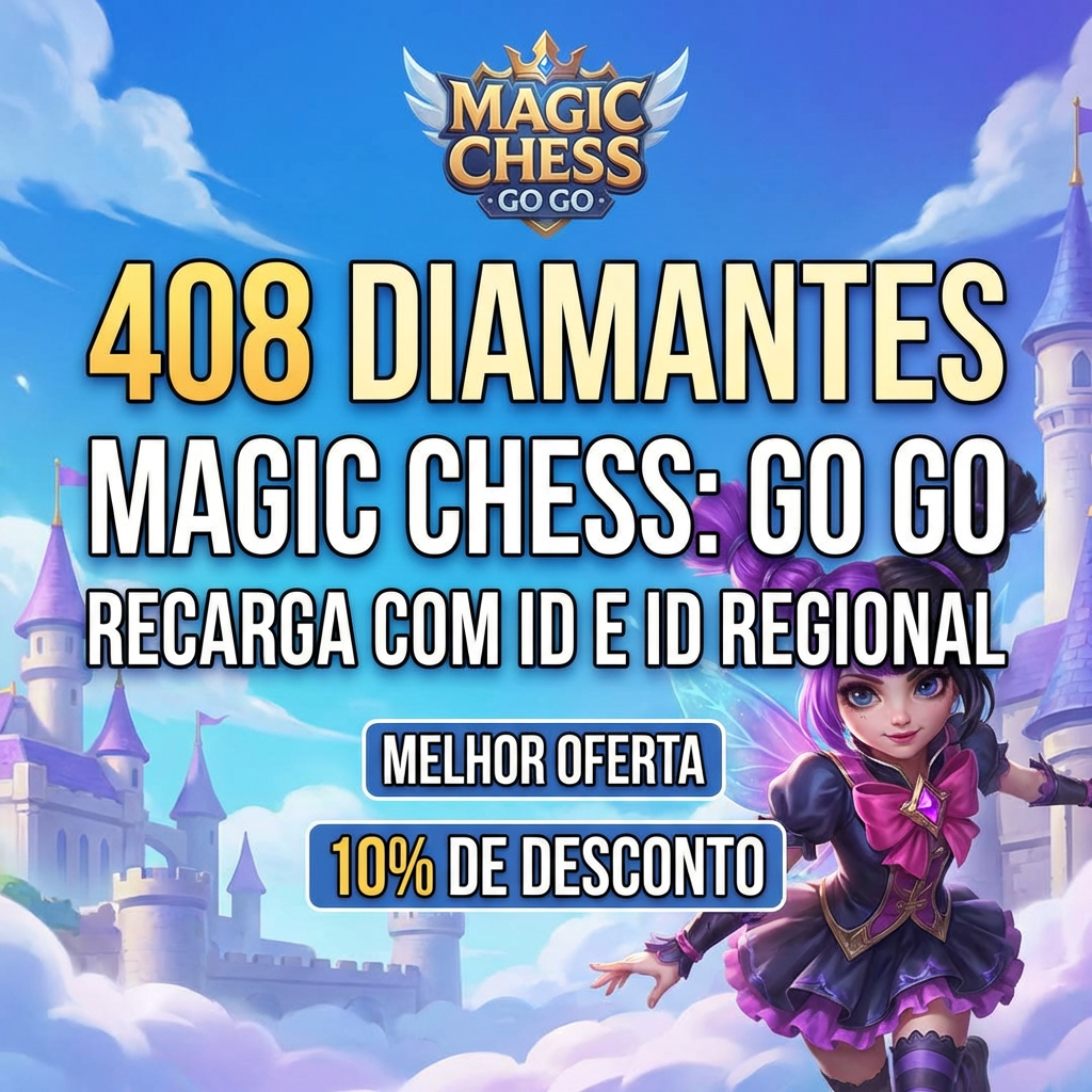 ⚔️ 408 Diamonds para Magic Chess: Go Go - Top up manual com suporte 🪄 Moeda