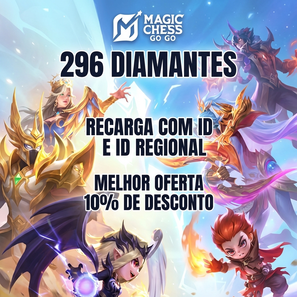 👑 Magic Chess: Go Go 296 Diamonds - Recarga manual por ID ✨📱 Moeda