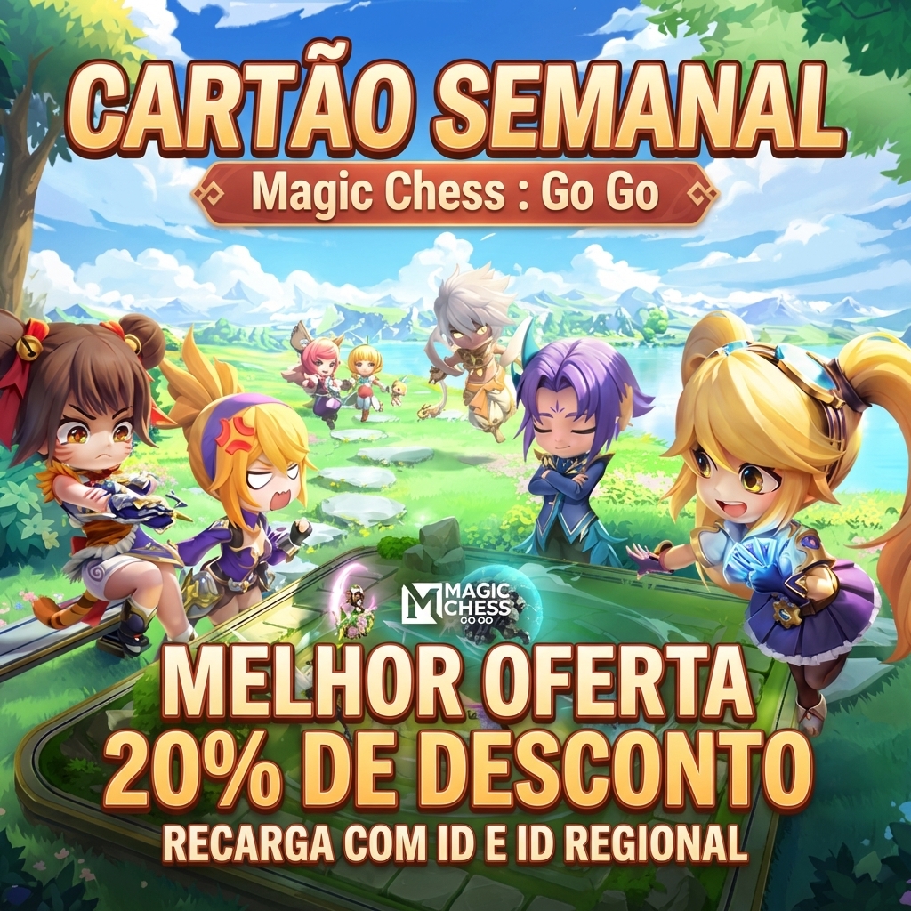 👑 Magic Chess: Go Go - Weekly Card com suporte e recarga manual 💎📲 Item