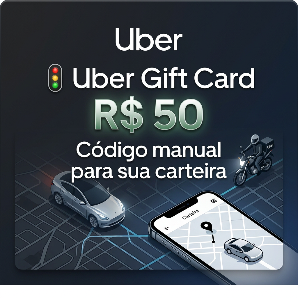 🚦 Uber Gift Card R$ 50 - Código manual para sua carteira