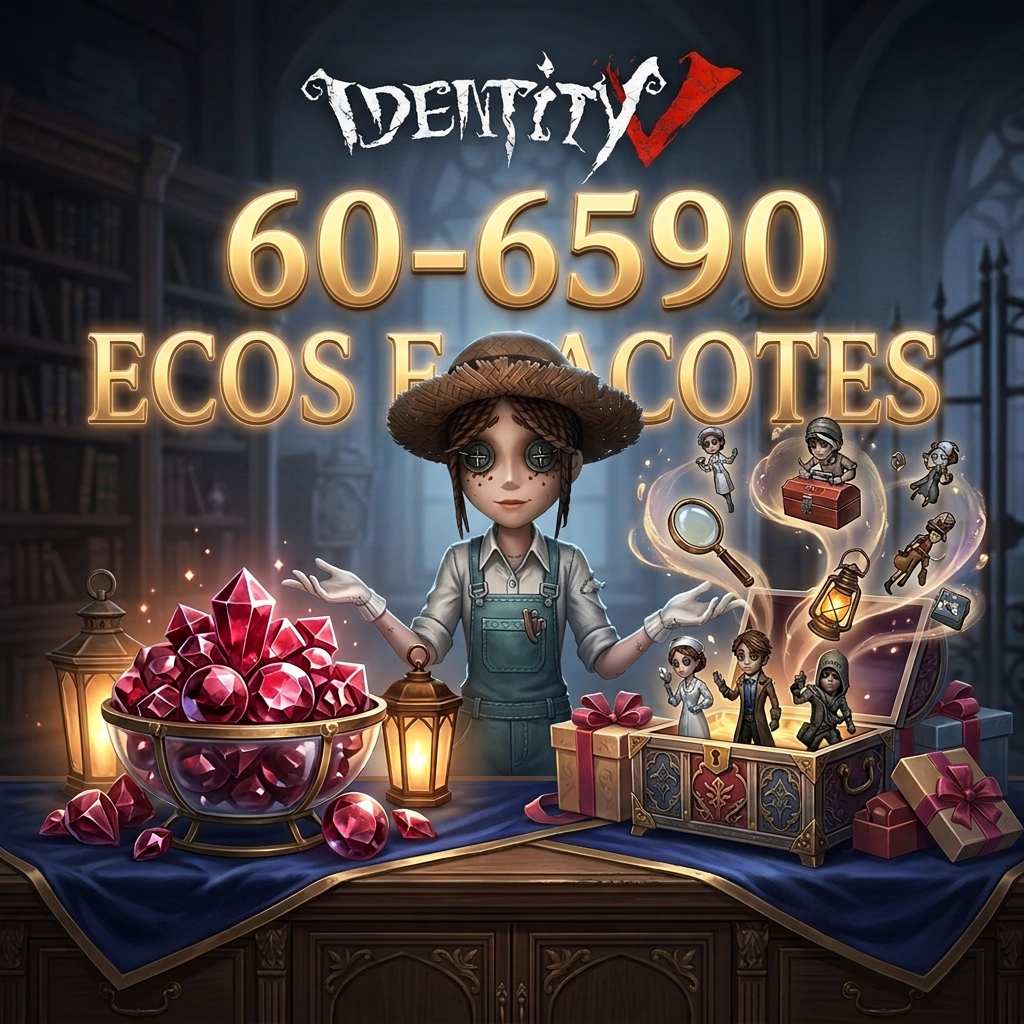 ⚡ Identity V · Echoes & Pacotes · Todos os valores · Recarga por ID + Servidor · Envio manual Moeda
