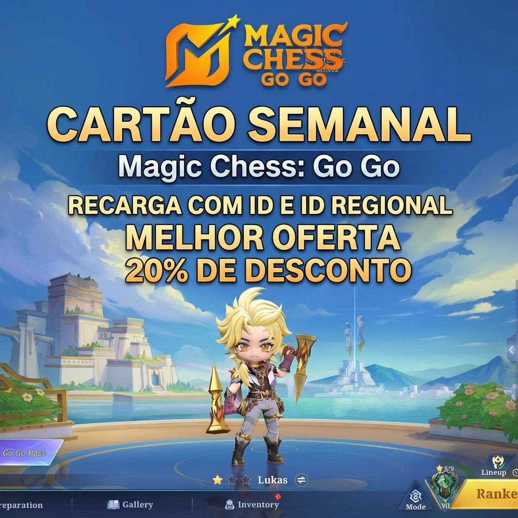 🌟 Magic Chess: Go Go Weekly Card - Recarga manual por ID e Regiao 🎮💎 Item