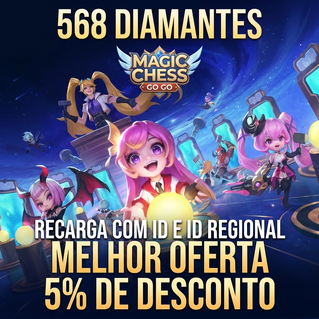 🌈 Magic Chess: Go Go - 568 Diamonds por ID e Regiao 📲💠 Moeda
