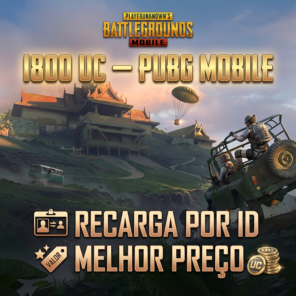 🔥 PUBG Mobile — 1800 UC — Pacote Power-Up (via Player ID) Moeda