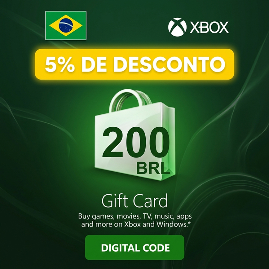Xbox Live Gift Card 200 BRL — Saldo Digital Seguro 💳🔥Desconto🔥 Plataforma
