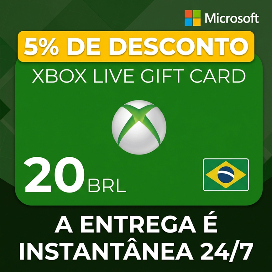 Xbox Live Gift Card 20 BRL — Código Digital Oficial 🎁✔️ A entrega é instantânea 24/7 ✔️ Plataforma
