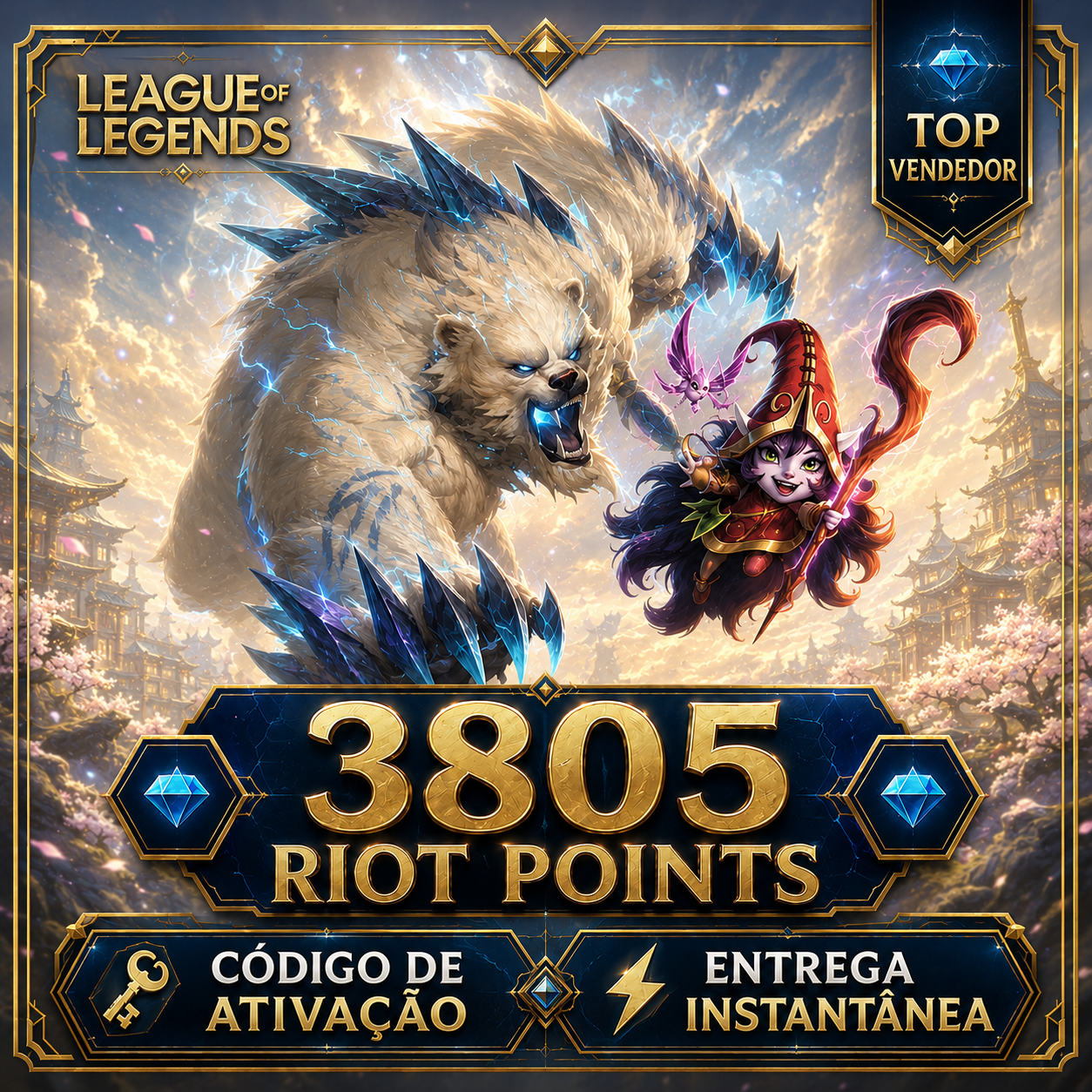 💎 +3805 RIOT POINTS NA HORA! | League of Legends | Código Digital | Brasil