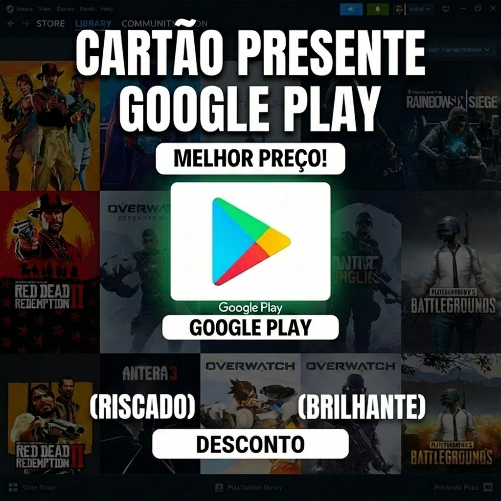 🌟🎁 Gift Card Google Play R$ 200 Brasil — Saldo Alto com Segurança Plataforma