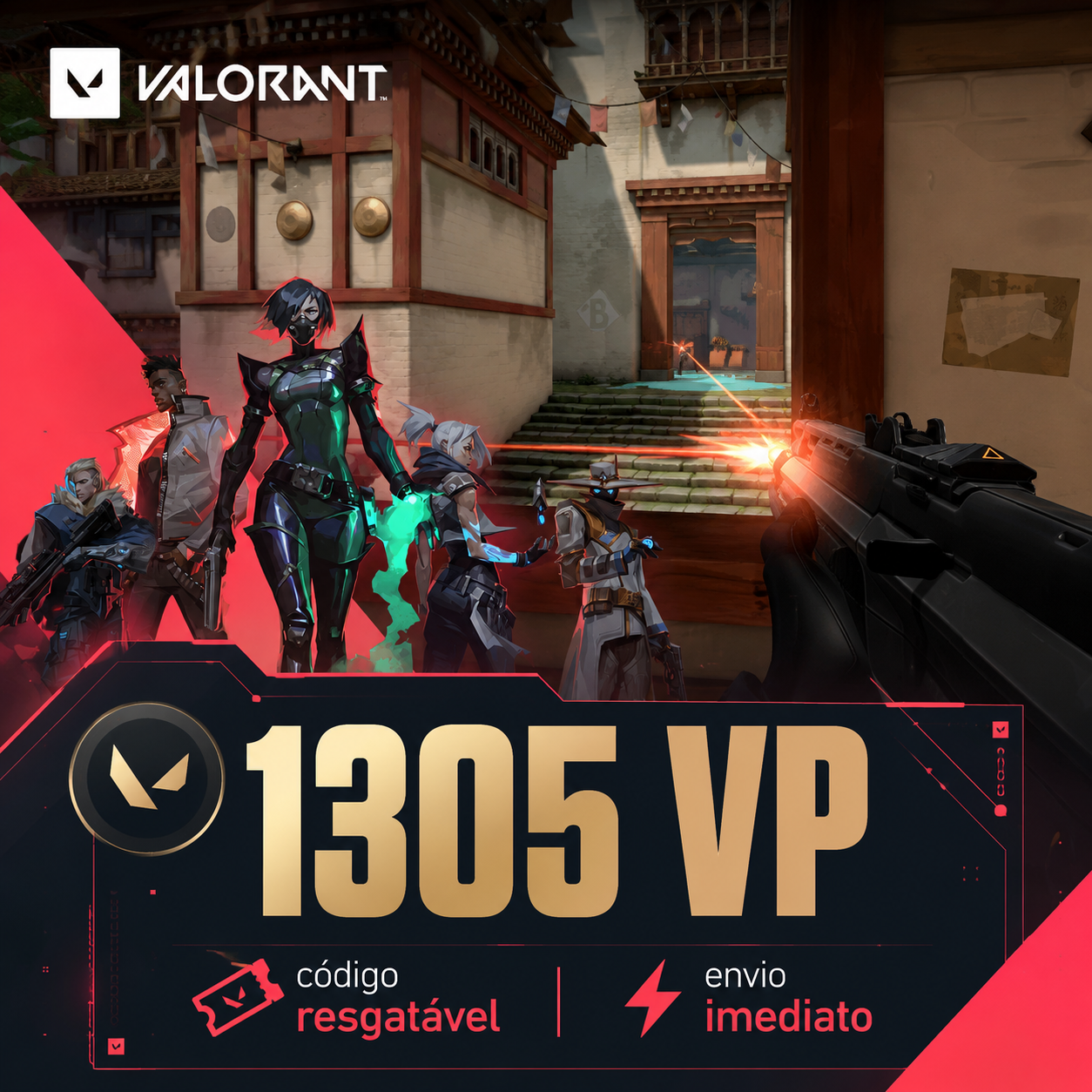 💛 Valorant 1305 VP Brasil - Codigo digital com entrega automática ⚡🔥