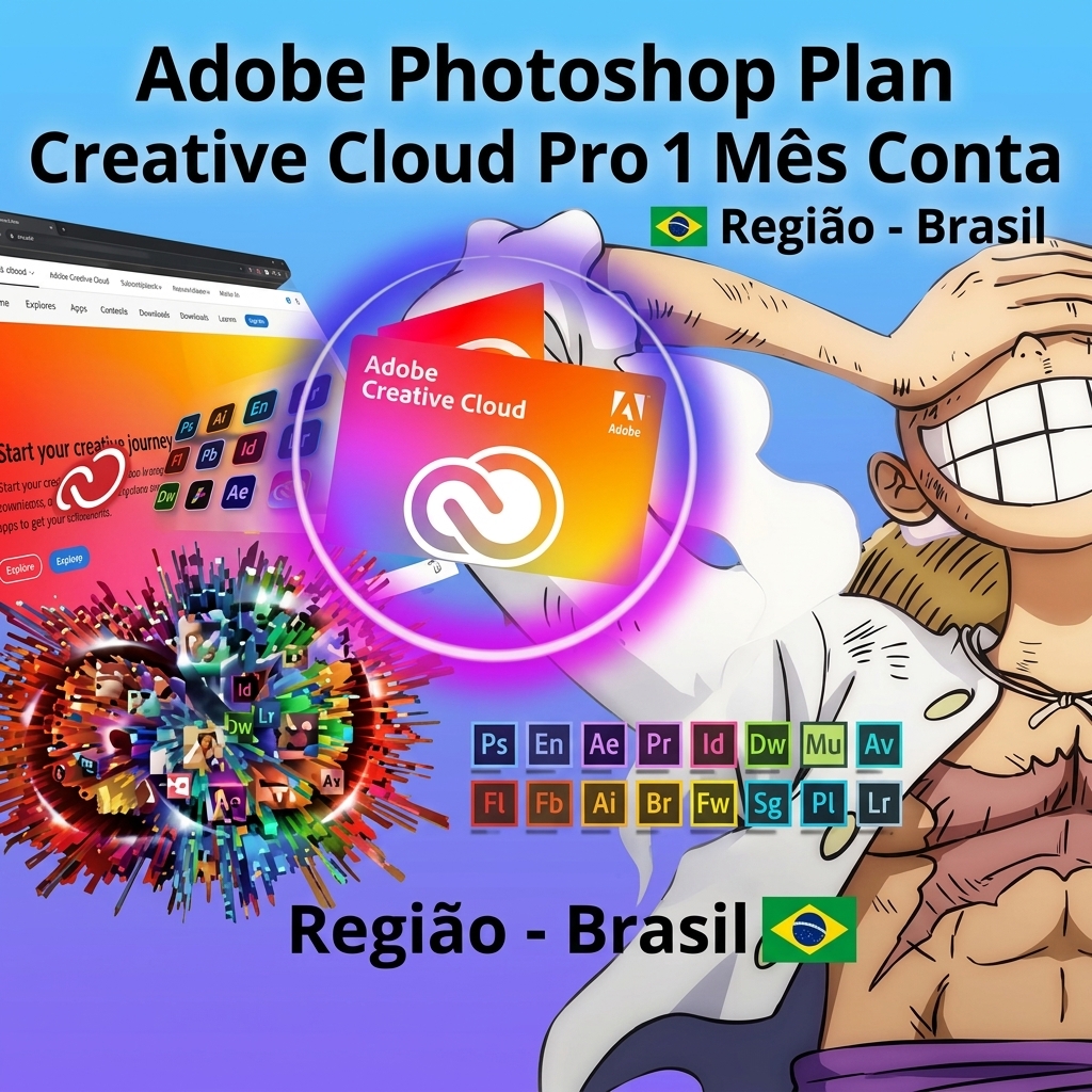 ✅ GARANTIA | Adobe Creative Cloud Pro 1 mês | Mais de 20 apps + 1 TB + 4.000 créditos de IA | Conta