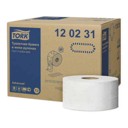 Туалетная бумага в рулоне TORK Advanced T2 2 слойная белая 170 м (артикул производителя 120231)