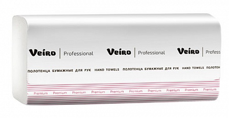 Бумажные полотенца листовые VEIRO Professional Comfort V сложения 2 слойные белые 200 листов (артикул производителя KV306)