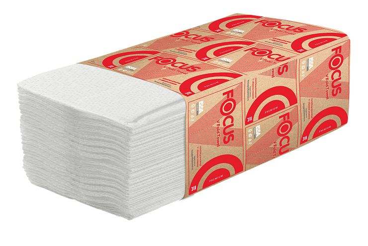 Бумажные полотенца листовые Focus Premium V сложения 2 слойные белые 200 листов (артикул производителя 5083740) 