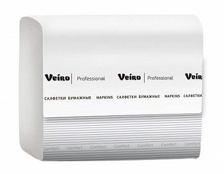 Салфетки бумажные для диспенсеров VEIRO Professional Comfort V сложения 2 слойные белые (артикул производителя NV211)