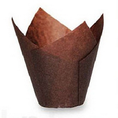 Форма бумажная для маффина Тюльпан 50х80 коричневая