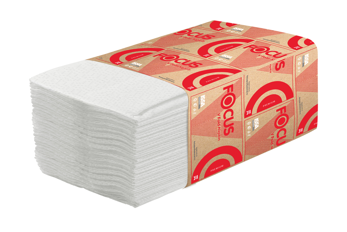 Салфетки для диспенсеров Focus Premium 2 слойные белые V сложения 200 листов (артикул производителя 5049941)