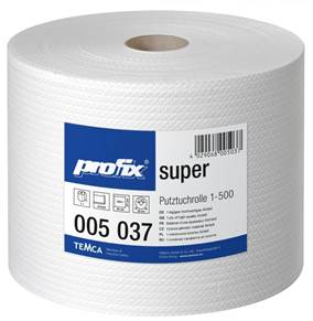 Нетканый протирочный материал в рулоне Profix Super с перфорацией белый 500 листов (артикул производителя 005037)