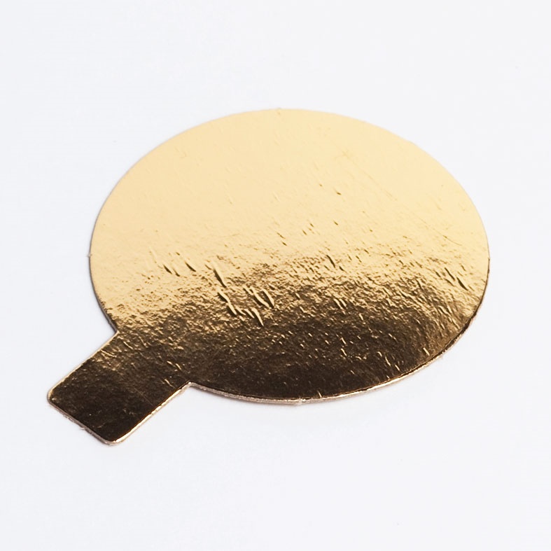 Подложка картон круглая с ручкой d8см 0,8мм золото 
