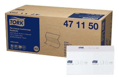 Бумажные полотенца листовые TORK Xpress Multifold Advanced Z сложения 2 слойные белые 190 листов (артикул производителя 471150)