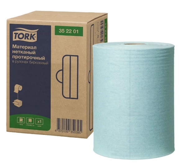 Нетканый протирочный материал TORK в рулонах Advanced 1-сл бирюзовый (артикул производителя 352201)