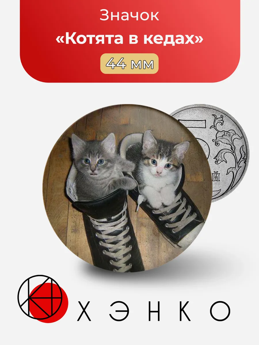 Котята в кедах значок