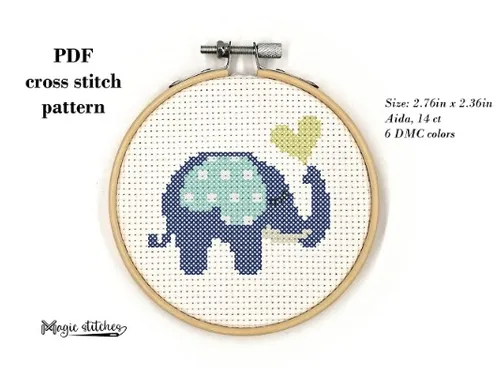 Elephant cross stitch pattern. Digital PDF pattern by Magic stitches