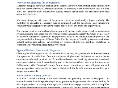 Setting up a company in Singapore