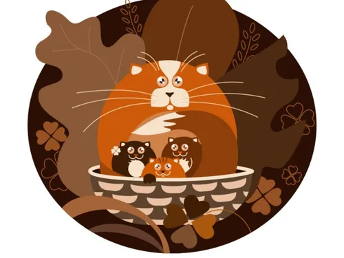 Котейка в монохроме и триаде цветов