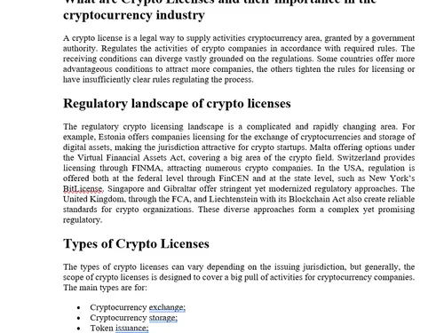 Crypto Licenses