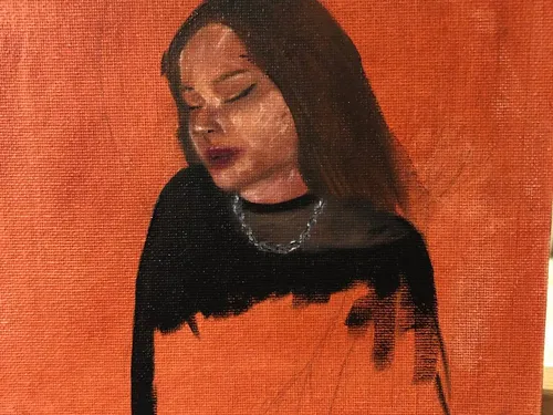 Sister/20x20canvas on cardboard,oil (2023)