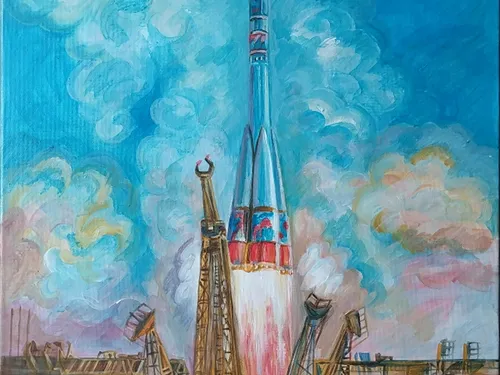 «Байконур» картина 50x70 x1cм_2026 1000 г Холст, акрил