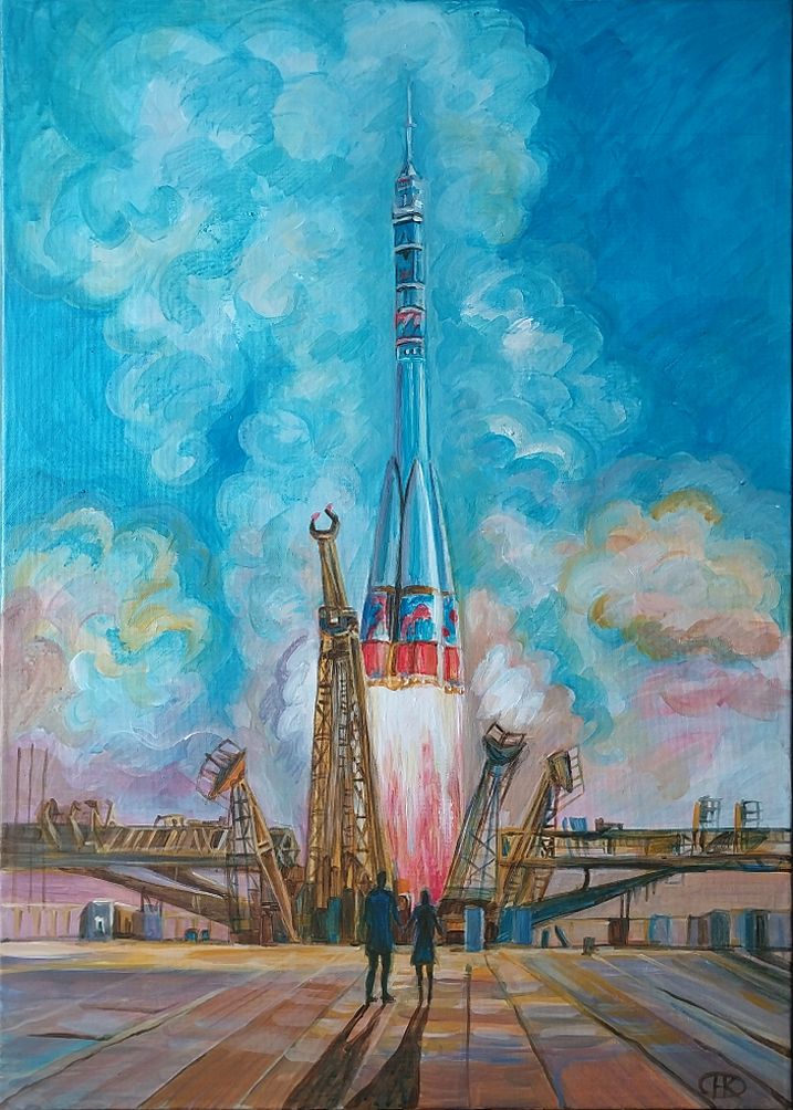 «Байконур» картина    50x70 x1cм_2026   1000 г   Холст, акрил    — фото 1