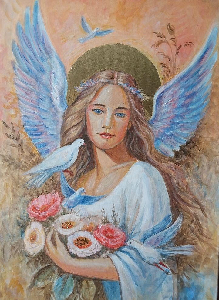 «Ангел света» 50x70 x1cм_2026 500 г Холст, акрил