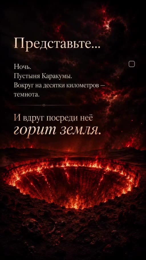 Огненный кратер Дарваза в ночной пустыне