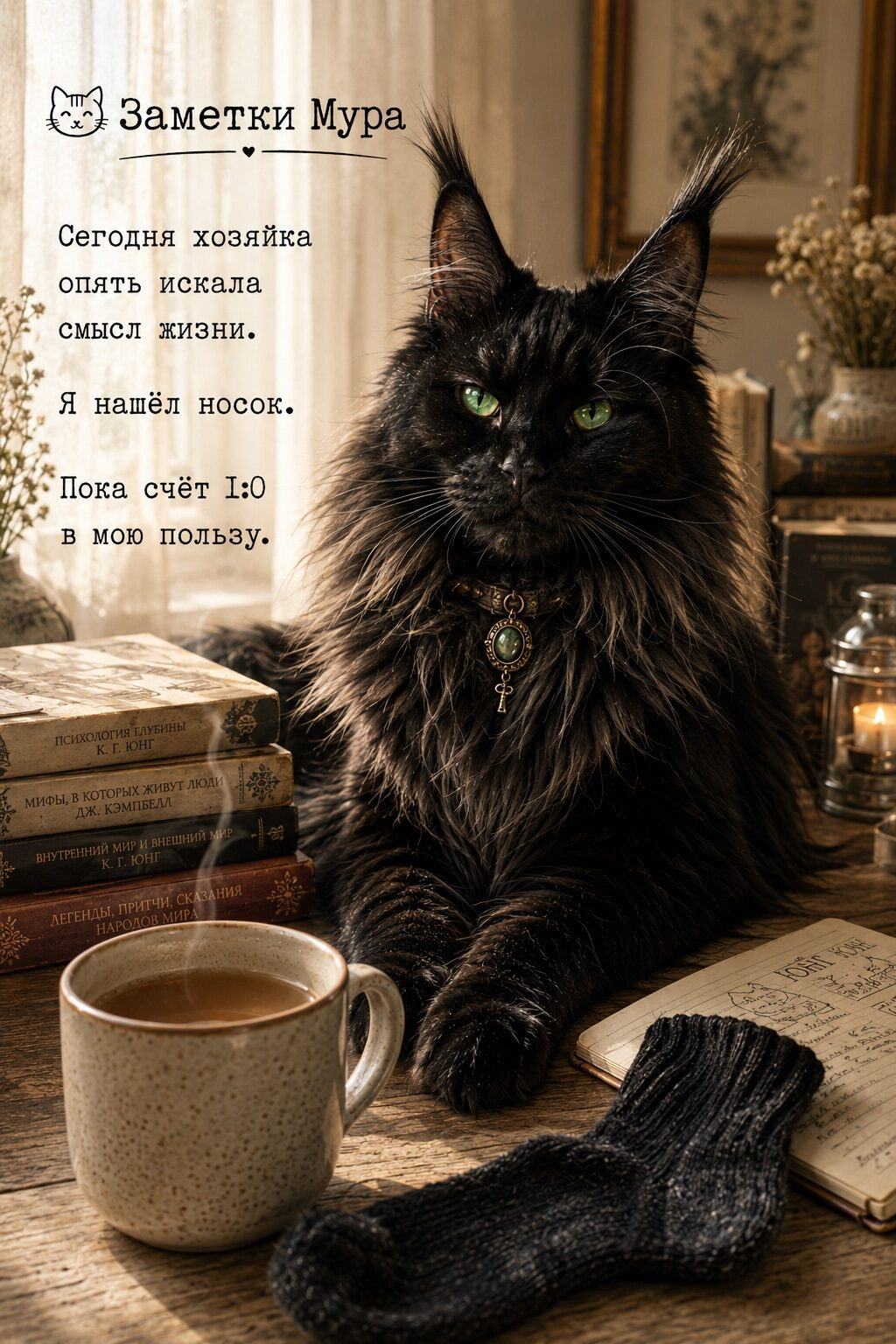 Хозяйка искала смысл жизни, а Мур нашёл носок