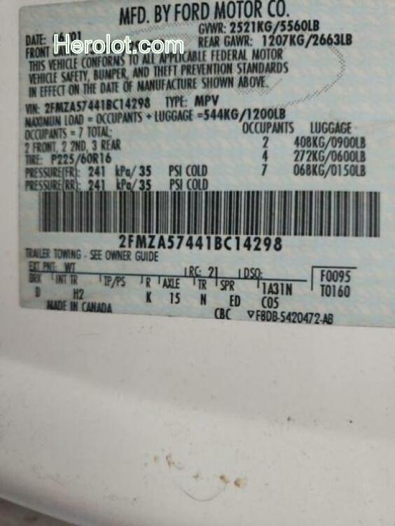 null white  gas 2FMZA57441BC14298 photo #3