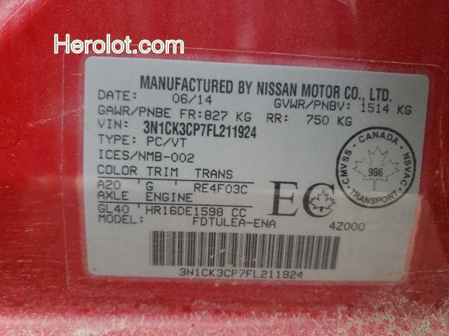 null red  gas 3N1CK3CP7FL211924 photo #3