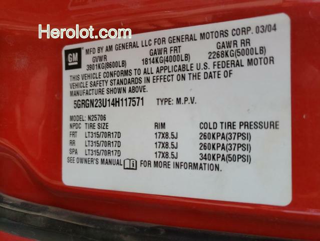 null red 4dr spor gas 5GRGN23U14H117571 photo #3