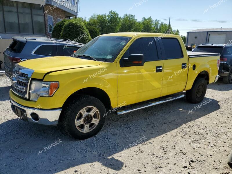 FORD F150 SUPER 2013 yellow crew pic gas 1FTFW1ET3DKD04161 photo #1