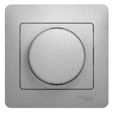 Купить Systeme Electric Glossa Алюминий Светорегулятор (диммер) поворотный, 300Вт (в сборе с рамкой)