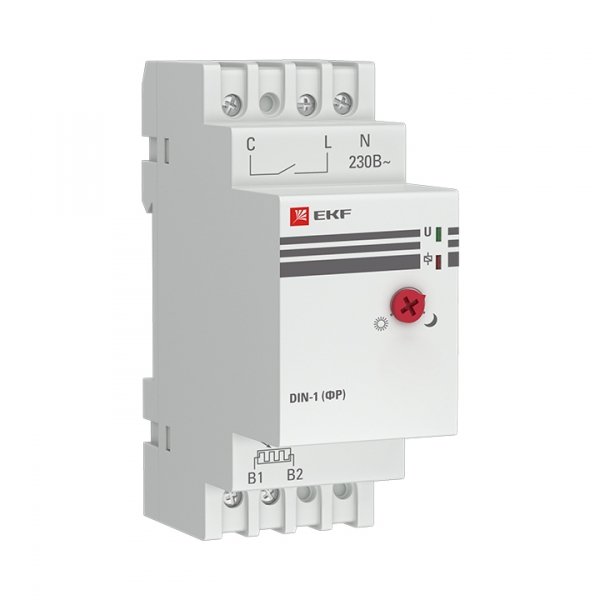 EKF PROxima Фотореле с выносным датчиком DIN-1 (ФР) 2-100Лк 25А 3000Вт