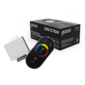 Gauss Контроллер для RGB 288W 24А с сенсорным пультом управления цветом (черный) 201113288