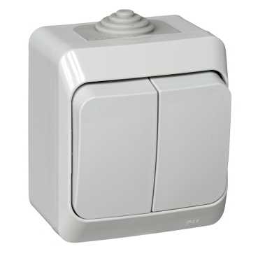 Купить Systeme Electric Этюд наруж Серый Выключатель 2-клавишный IP44