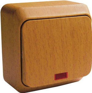 Купить Systeme Electric Этюд наруж Дача Темный бук Выключатель 1-клавишный с подсветкой (сх. 1)