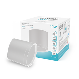 Gauss Светильник Overhead накл цил 10W 720lm 4100K 170-240V IP20 88*75мм белый с расс LED HD024