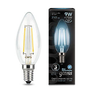 Gauss Лампа Filament Свеча 9W 710lm 4100К Е14 LED 103801209